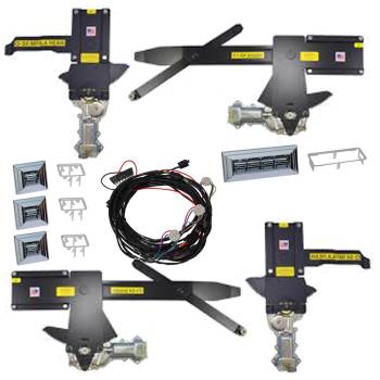 What type of motors are included in the power window kit?